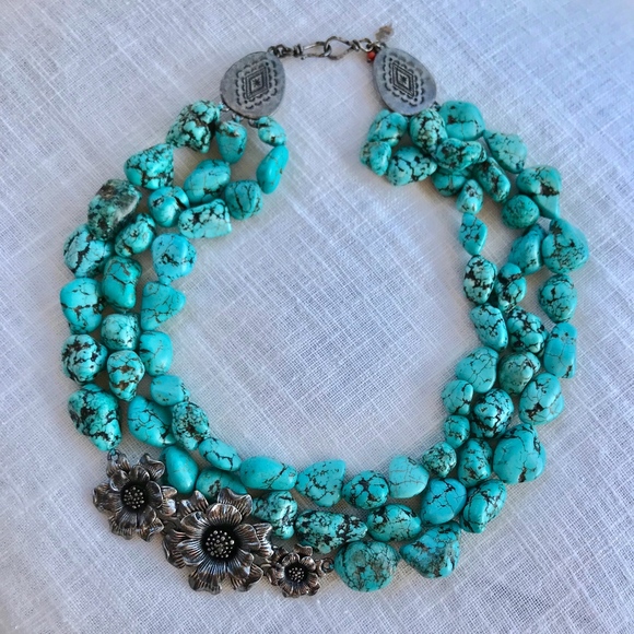Lucky Brand Jewelry - Lucky Brand Turquoise & Silver Collar Necklace